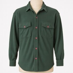 True Grit Mens Fleece Button Up Shirt Army Green Outdoor Hunting Fishing Hiking‎